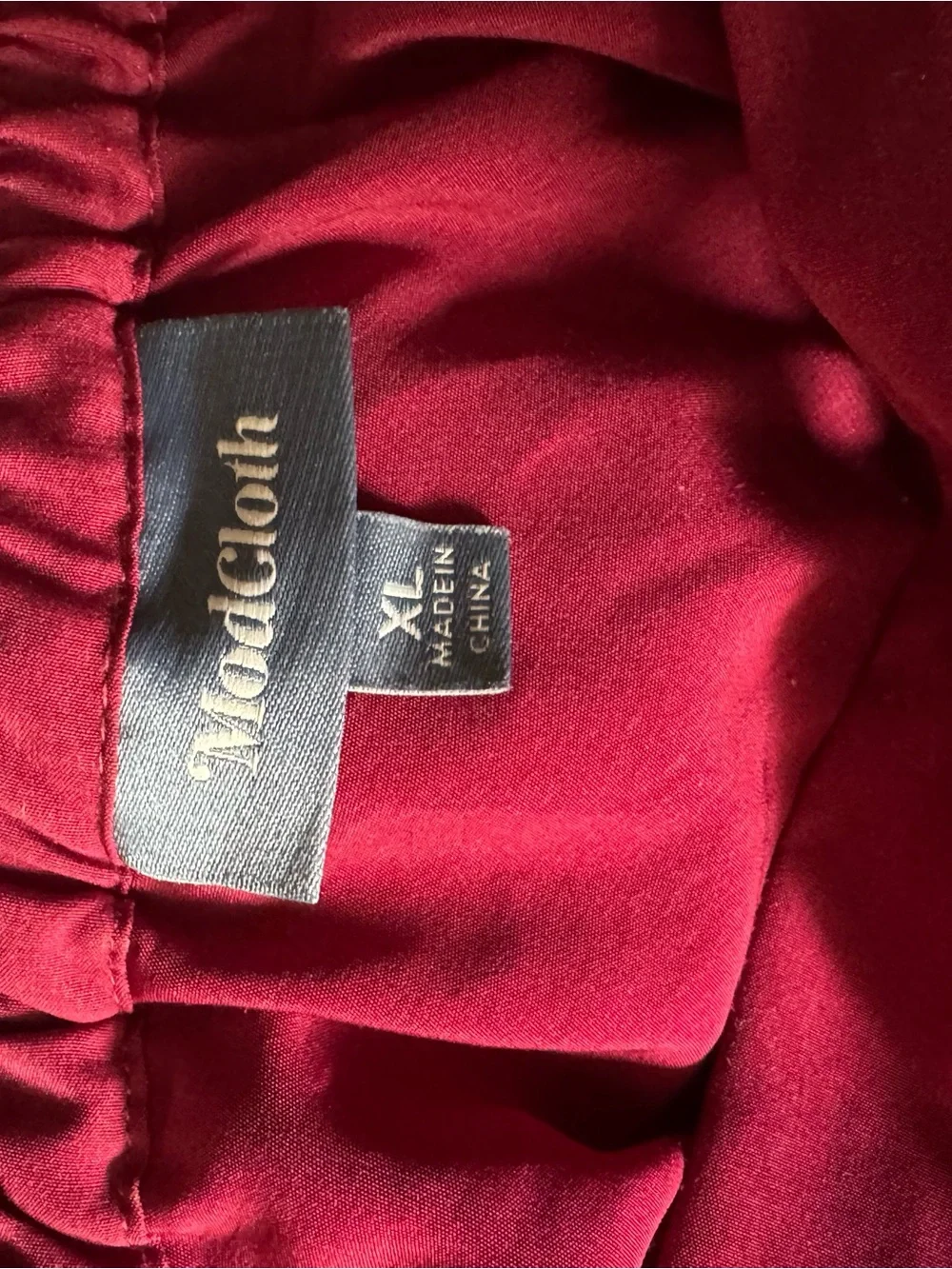 ModCloth Burgundy A-Line‎ Midi Skirt with Pockets and Waist Tie- Retro- Size XL